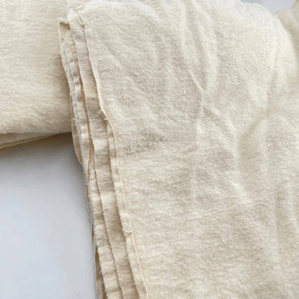 Starland Napped Flannelette Sheet Blanket 2 Cream Twin USA 50s Unbleached Cotton